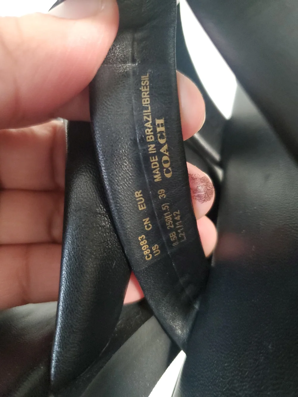 Coach Black Knotted Leather Slide Sandals
